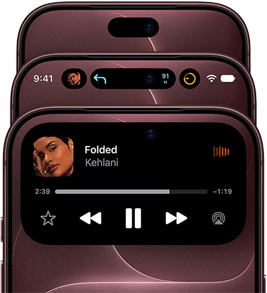 3 iPhone 18 Pros in Burgundy fanned out to show Dynamic Island in different modes: off, minimized, maximized
