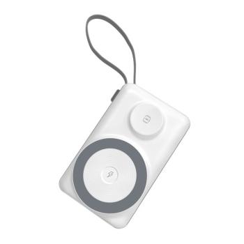 Batterie externe portable Choetech 20 000 mAh avec double MagSafe pour téléphone portable et Apple Watch, avec câble USB-C (blanc)