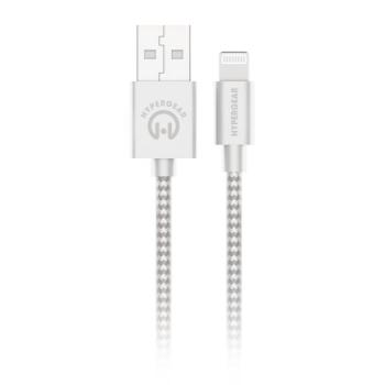 Câble tressé de recharge et de synchronisation USB-A vers Lightning HyperGear de 1.2 pi (120 cm) (blanc)