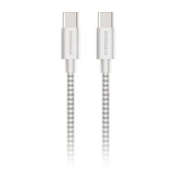 Câble tressé de recharge et de synchronisation USB-C vers USB-C HyperGear de 4 pi (120 cm) (blanc)