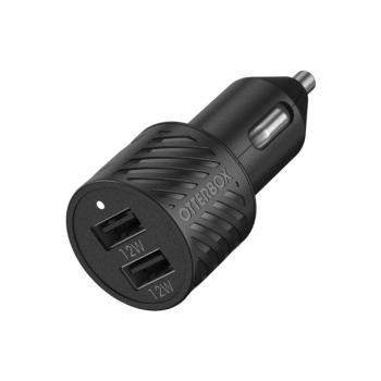 OtterBox chargeur pour l’auto de 24 W à deux ports USB-A (noir)
