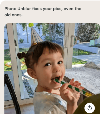 A subject comes into focus after Photo Unblur is applied to the picture.