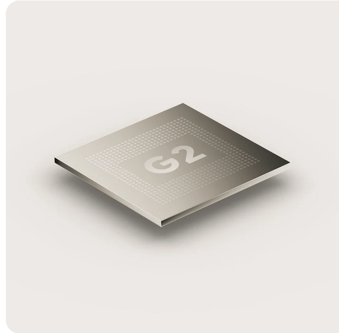 Sleek Google Tensor G2 hardware chip.