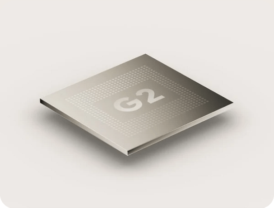Sleek Google Tensor G2 hardware chip.